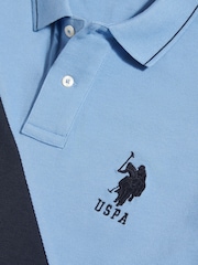 U.S. Polo Assn. Blue Sash Colour Block Pique Polo Shirt - Image 8 of 10