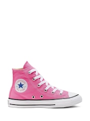 Converse Pink Chuck Taylor High Top Junior Trainers - Image 1 of 6