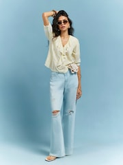 River Island Yellow Floral Frill Blouse - Image 2 of 4