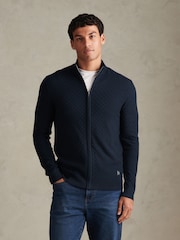 Ναυτικό μπλε - U.S. Polo Assn Smart Checkerboard Zip Through Funnel Jumper - Εικόνα 1 από 8