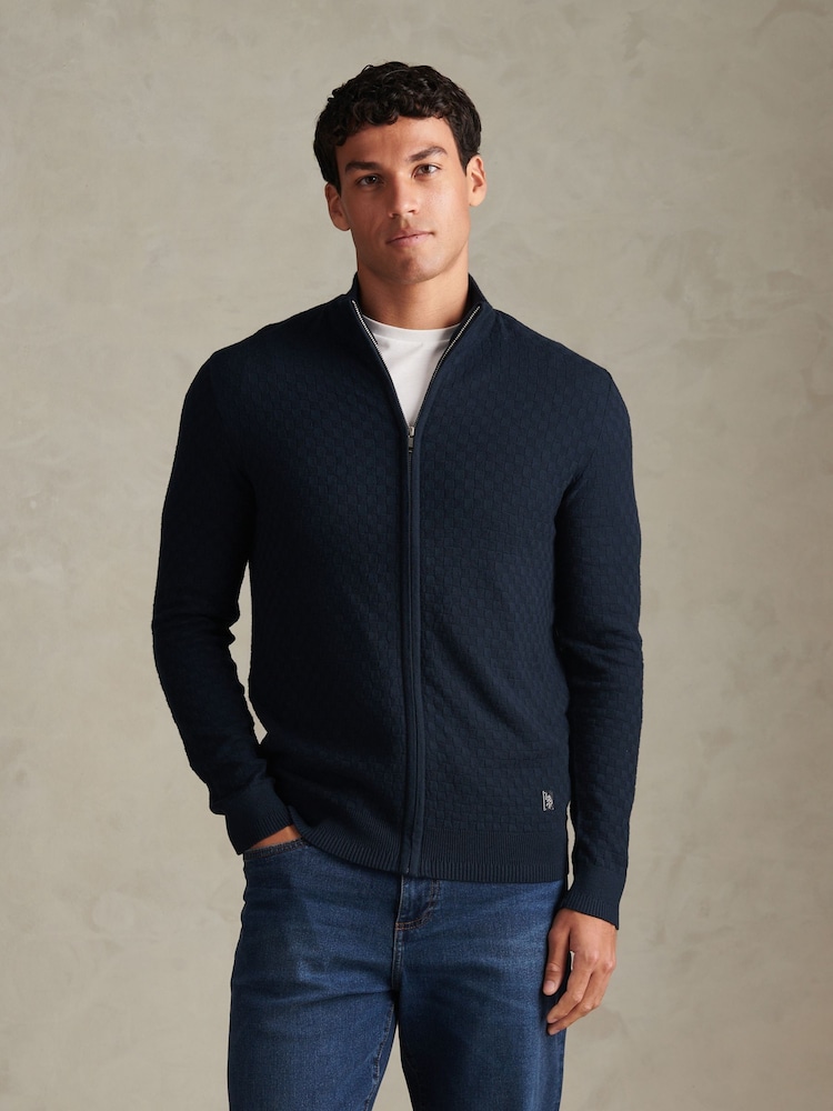Ναυτικό μπλε - U.S. Polo Assn Smart Checkerboard Zip Through Funnel Jumper - Εικόνα 1 από 8 Ναυτικό μπλε - U.S. Polo Assn Smart Checkerboard Zip Through Funnel Jumper - Εικόνα 1 από 8
