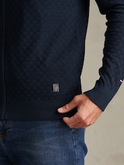 Ναυτικό μπλε - U.S. Polo Assn Smart Checkerboard Zip Through Funnel Jumper - Εικόνα 2 από 8