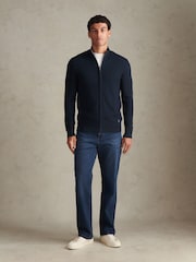 Ναυτικό μπλε - U.S. Polo Assn Smart Checkerboard Zip Through Funnel Jumper - Εικόνα 3 από 8