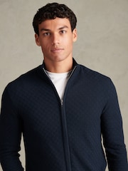 Ναυτικό μπλε - U.S. Polo Assn Smart Checkerboard Zip Through Funnel Jumper - Εικόνα 5 από 8