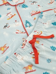 Monsoon Blue Christmas Skiing Dog Long Pyjamas Set - Image 3 of 4
