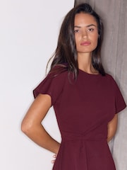 Lipsy Burgundy Red Side Knot Mini Dress - Image 3 of 6