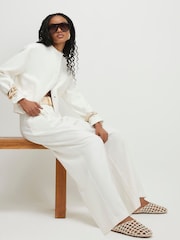 River Island White Belted Wide Leg Trousers - Image 3 of 4