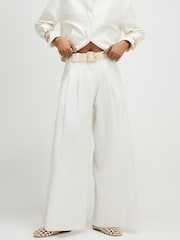 River Island White Belted Wide Leg Trousers - Image 4 of 4