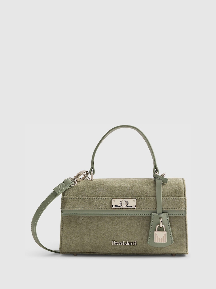 River Island Green Lock Front Tote Bag - Image 2 of 6 River Island Green Lock Front Tote Bag - Image 2 of 6