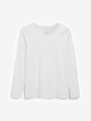 White Long Sleeve Crew Neck 100% Cotton T-Shirt - Image 5 of 5