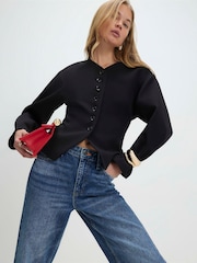 River Island Black Long Balloon Sleeve Button Up Jacket - Image 3 of 4