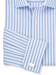 Savile Row Company Sky Blue Stripe Slim Fit Double Cuff 100% Cotton Shirt - Image 3 of 4