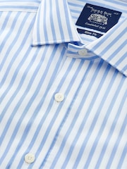 Savile Row Company Sky Blue Stripe Slim Fit Double Cuff 100% Cotton Shirt - Image 4 of 4