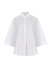 French Connection White Rhodes Sust Poplin Short Sleeve Popover 100% Cotton Blouse - Image 4 of 4