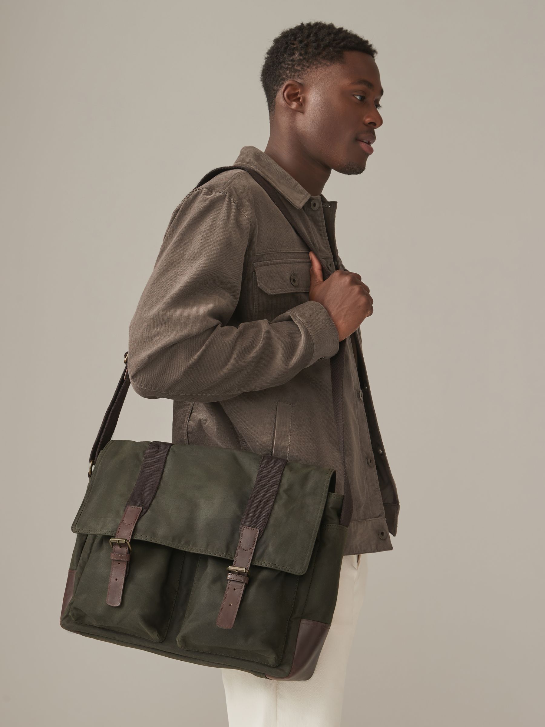 Wax Cotton Messenger Bag from Next Latvia
