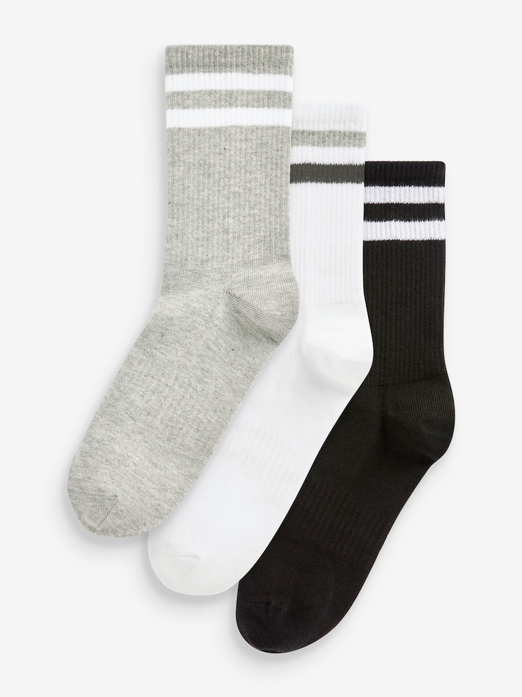 Black/White/Grey Arch Support Ankle Socks 3 Pack - Image 1 of 4 Black/White/Grey Arch Support Ankle Socks 3 Pack - Image 1 of 4