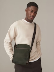 Khaki Green Wax Cotton Cross-Body Bag - Image 1 of 7