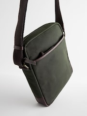 Khaki Green Wax Cotton Cross-Body Bag - Image 5 of 7