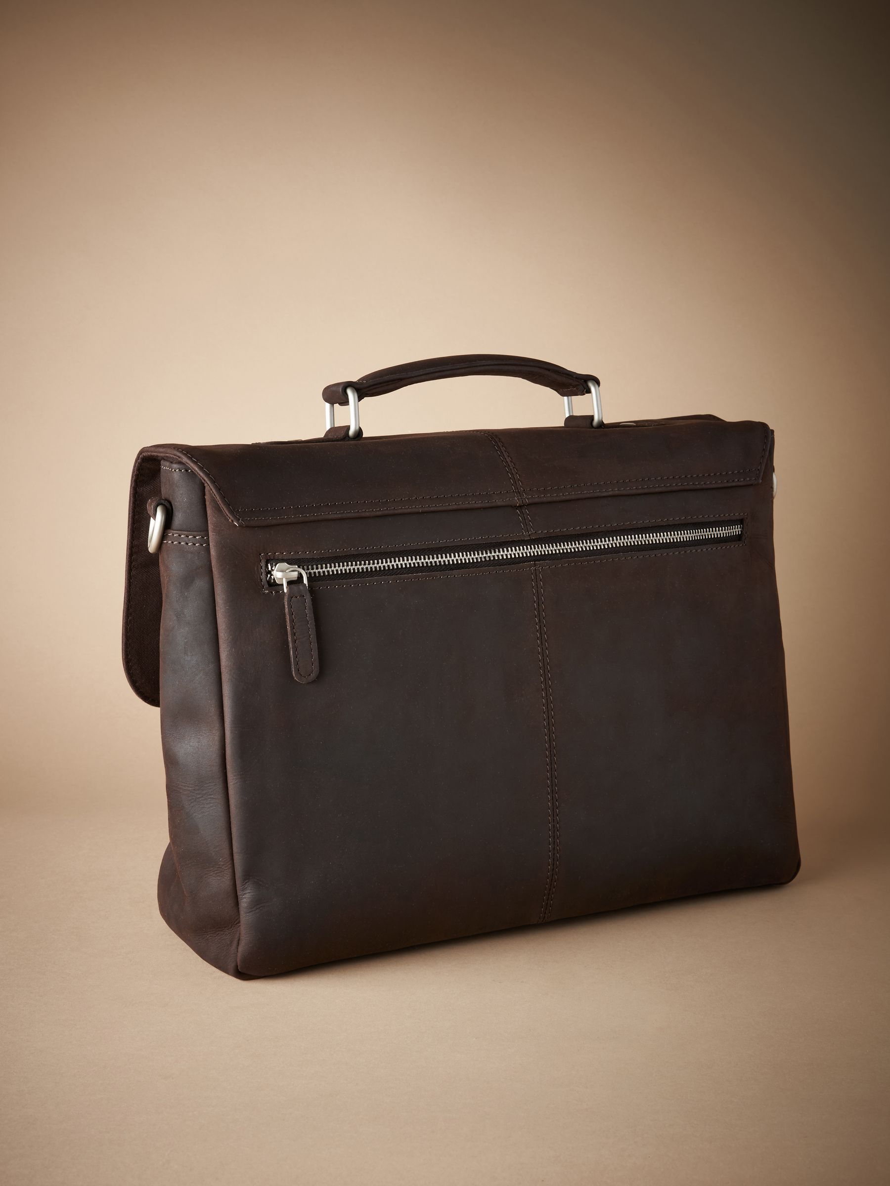Buy Brown Signature Oily Leather Briefcase Bag from Next Romania