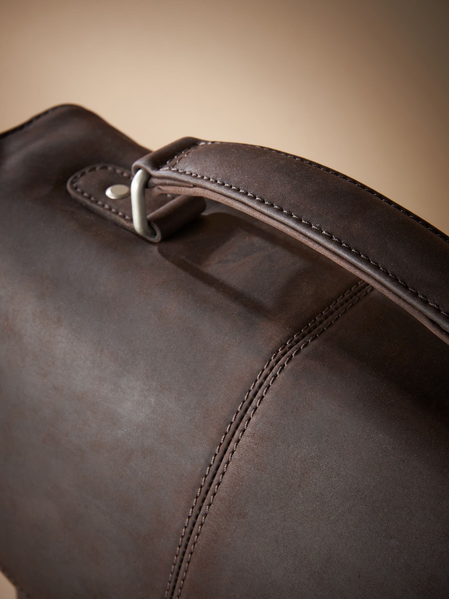 Buy Brown Signature Oily Leather Briefcase Bag from Next Romania