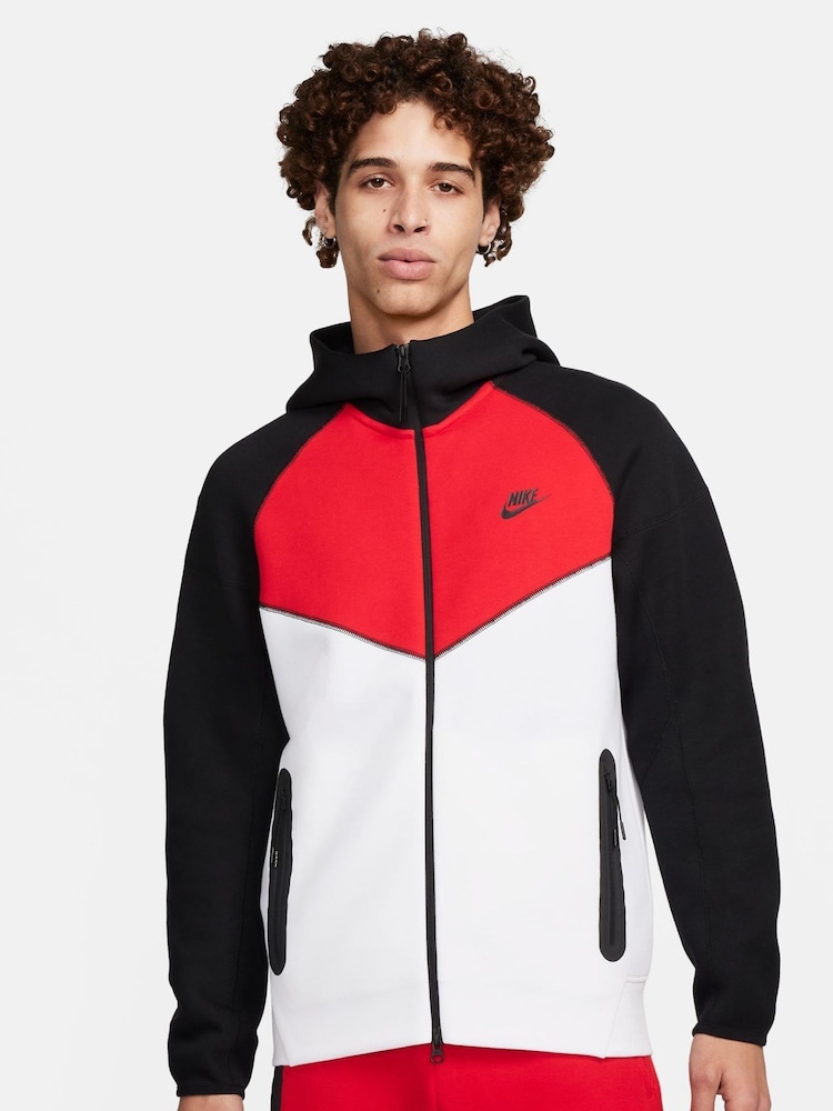 Nike Black/Red Tech Fleece Zip-Up Hoodie - Image 1 of 11