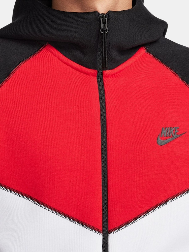 Nike Black/Red Tech Fleece Zip-Up Hoodie - Image 4 of 11