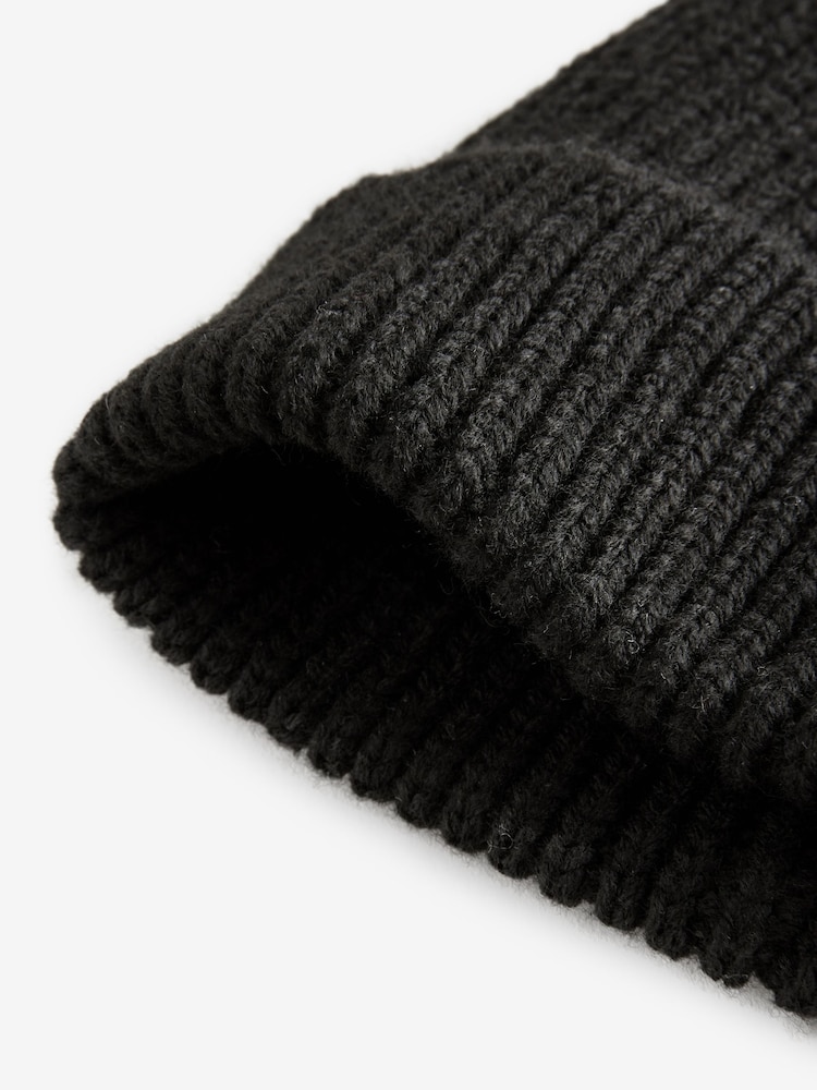 Black Knitted Beanie Hat - Image 3 of 3