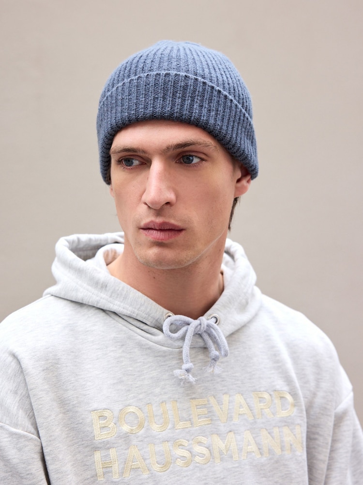 Airforce Blue Knitted Beanie Hat - Image 1 of 3