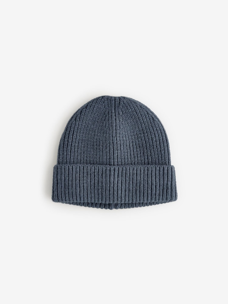 Airforce Blue Knitted Beanie Hat - Image 2 of 3