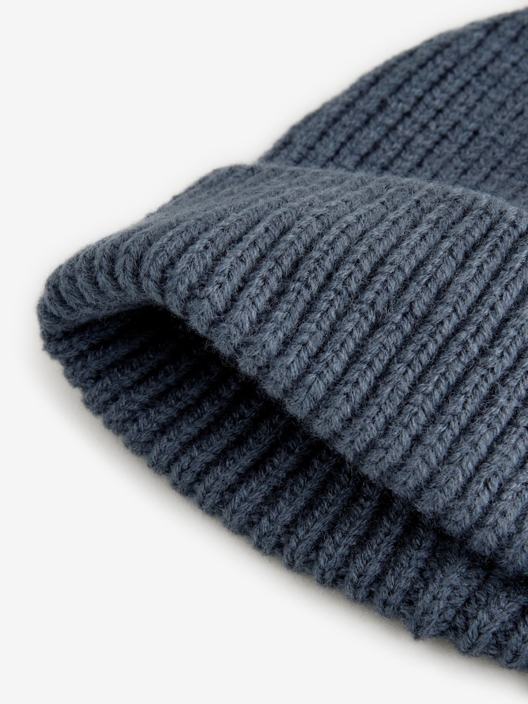 Airforce Blue Knitted Beanie Hat - Image 3 of 3
