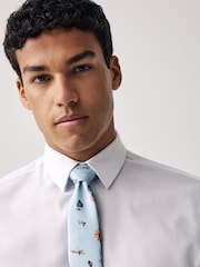 White/Light Blue Floral Regular Fit Occasion Shirt And Tie Pack - Image 4 of 7