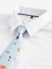White/Light Blue Floral Regular Fit Occasion Shirt And Tie Pack - Image 6 of 7