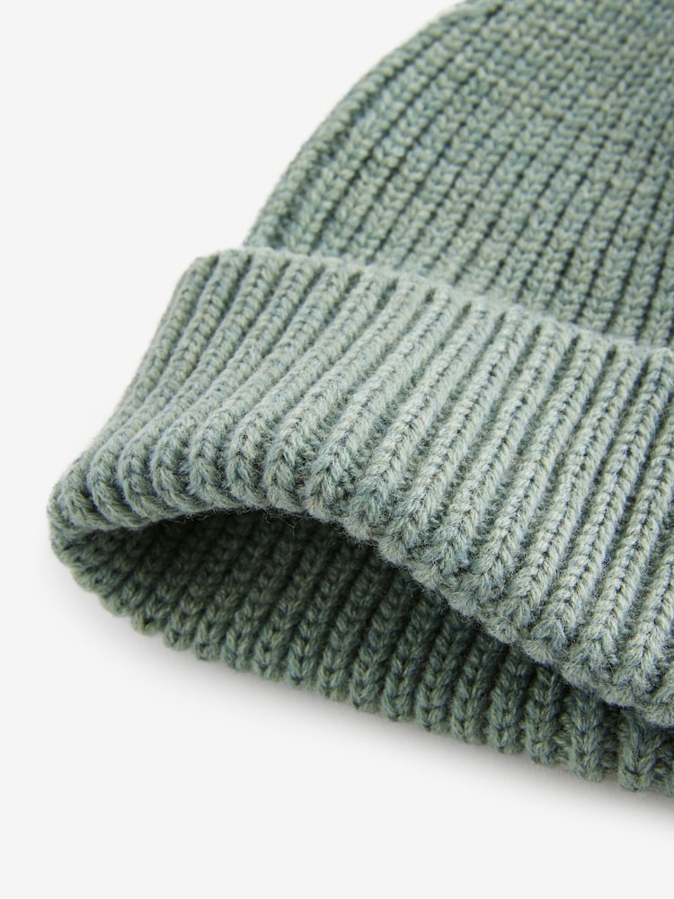 Sage Green Knitted Beanie Hat - Image 4 of 5