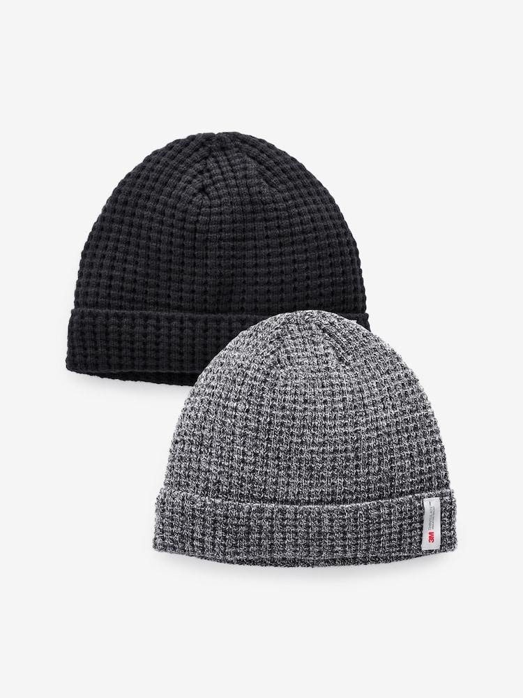 Black/Grey Thinsulate™ Beanie Hats 2 Pack - Image 1 of 5