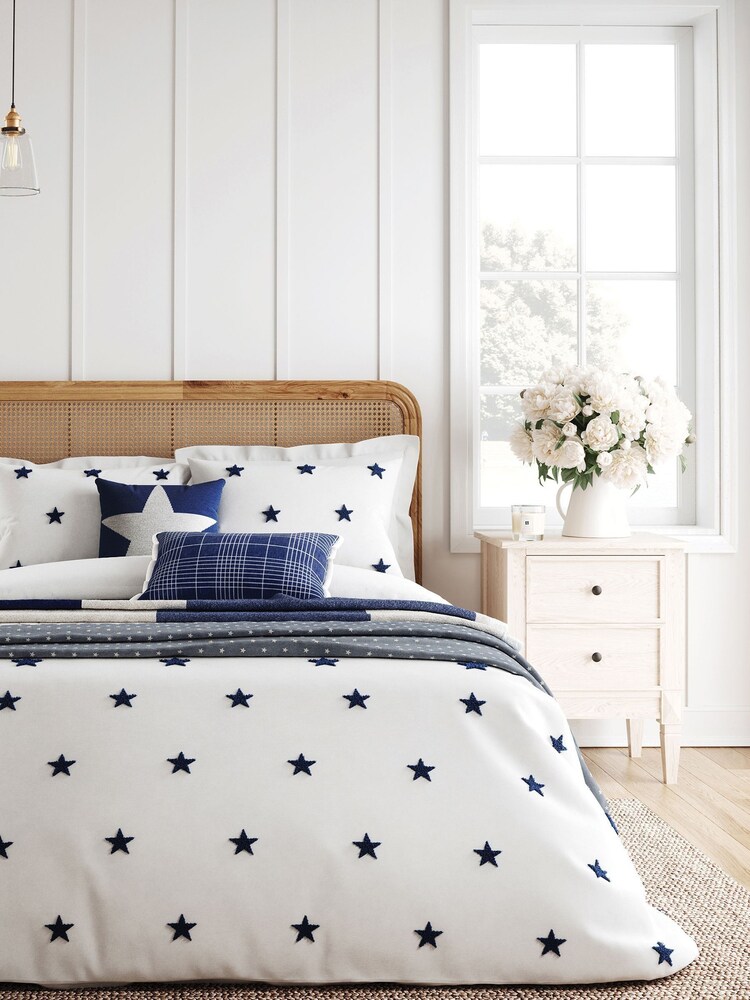 Helena Springfield White Star Duvet Cover and Pillowcase Set - Image 1 of 4