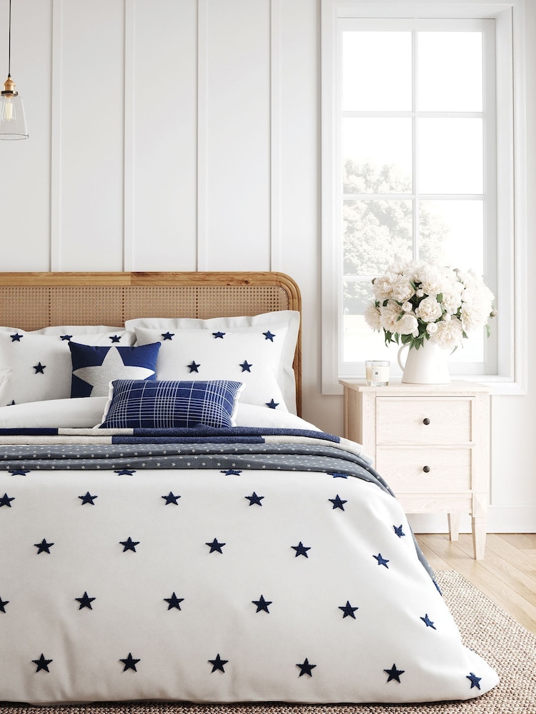 Helena Springfield White Star Duvet Cover and Pillowcase Set - Image 1 of 4 Helena Springfield White Star Duvet Cover and Pillowcase Set - Image 1 of 4