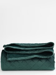 Bottle Green Hamilton Velvet Quilted Bedspread - Image 3 of 3