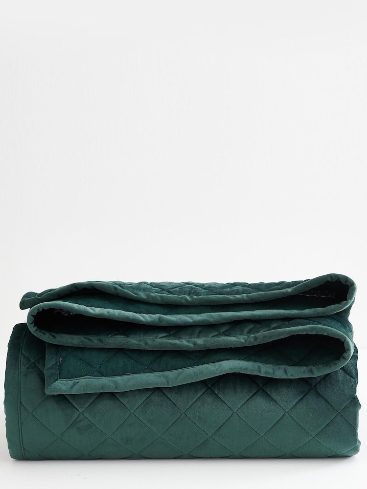 Bottle Green Hamilton Velvet Quilted Bedspread - Image 3 of 3