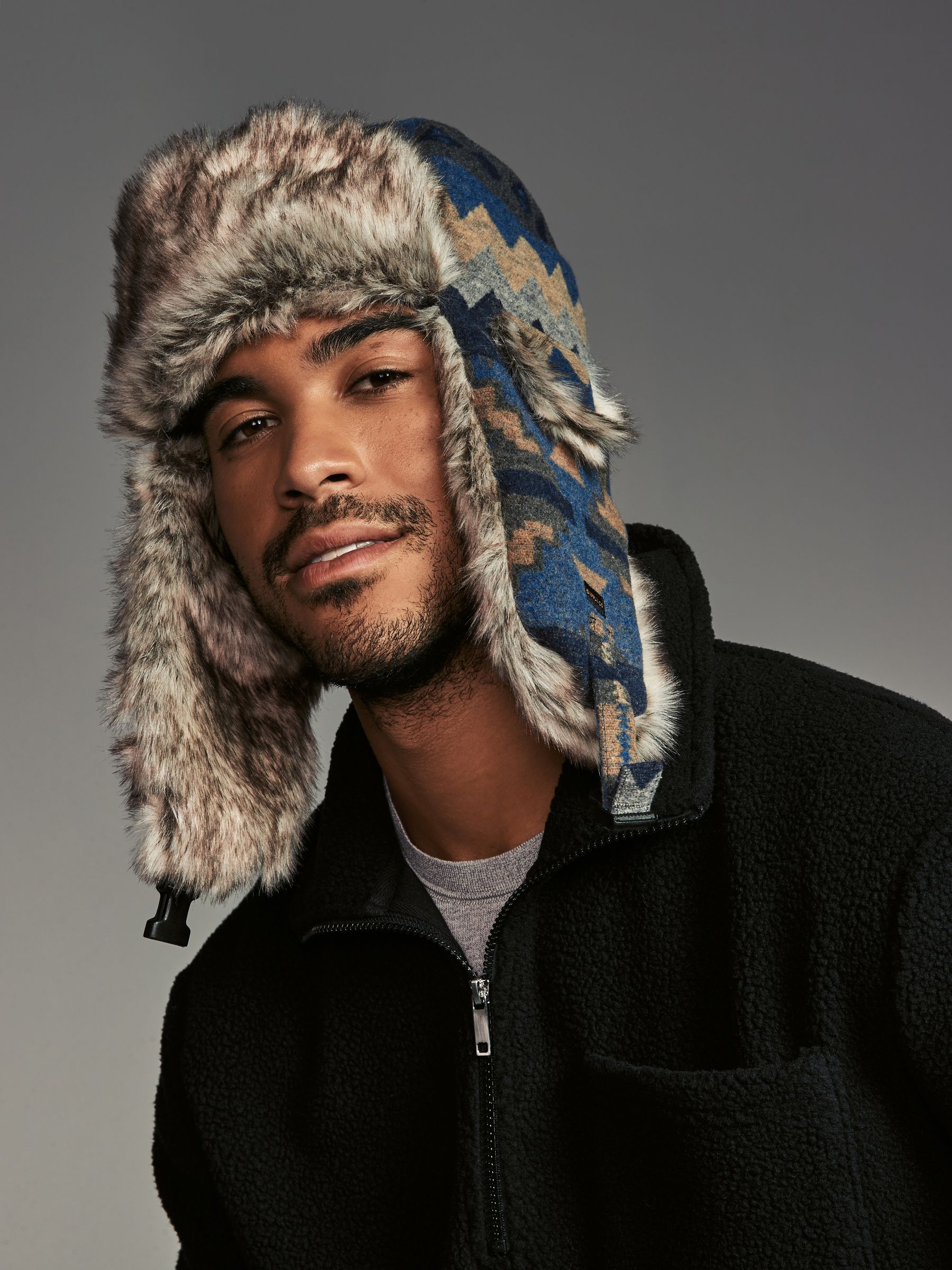Buy Multi Geometric Print Trapper Hat from Next Luxembourg