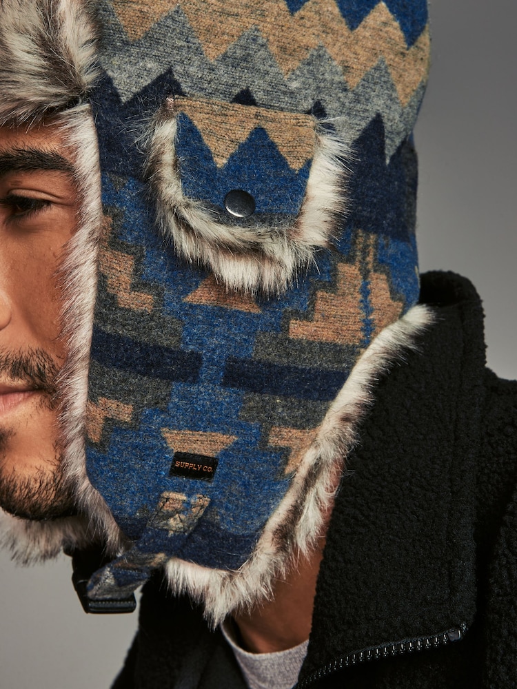 Multi Geometric Print Trapper Hat - Image 2 of 4