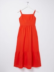 FatFace Red Julien Linen Midi Dress - Image 5 of 5