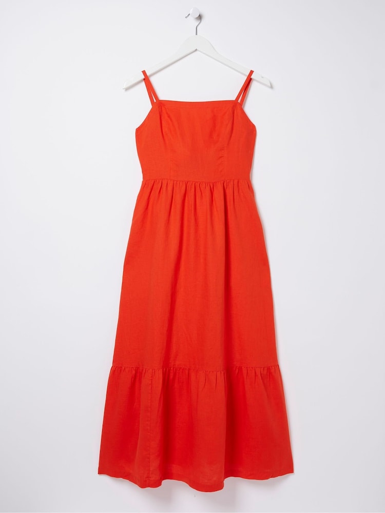 FatFace Red Julien Linen Midi Dress - Image 5 of 5