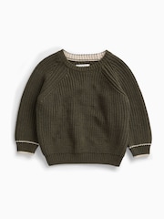 Khaki Grön - KIDLY by MORI Relaxed Ribbed Knitted Jumper - Bild 2 av 3