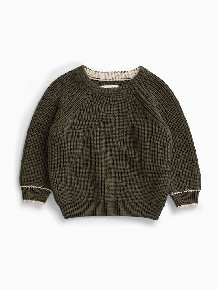 Khaki Grön - KIDLY by MORI Relaxed Ribbed Knitted Jumper - Bild 2 av 3
