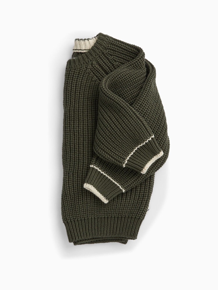 Khaki Grön - KIDLY by MORI Relaxed Ribbed Knitted Jumper - Bild 3 av 3