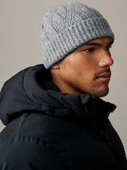 Grey Soft Cable Knitted Beanie Hat - Image 1 of 4