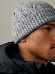 Grey Soft Cable Knitted Beanie Hat - Image 2 of 4