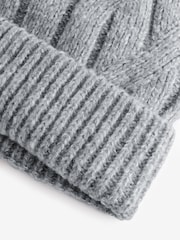 Grey Soft Cable Knitted Beanie Hat - Image 4 of 4