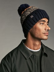 Ochre Yellow Colour Block Lined Bobble Hat - Image 1 of 5