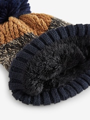 Ochre Yellow Colour Block Lined Bobble Hat - Image 4 of 5